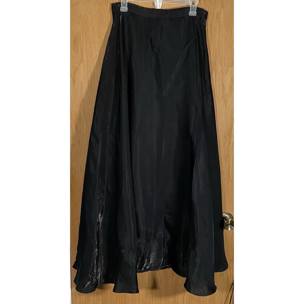 Women's Sz 12 Black Organza Maxi Skirt Formal Wedding Evening Witchy WhimsiGoth